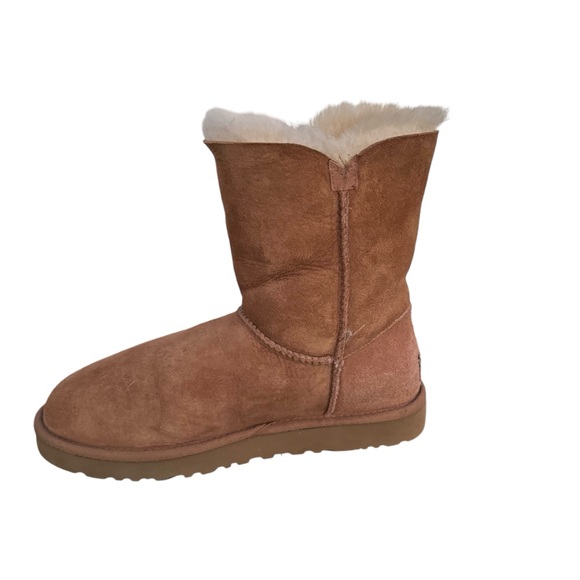 UGG Bailey Button II Sheepskin Lined Shearling Chestnut Suede Boots Women’s 8 - Picture 7 of 16